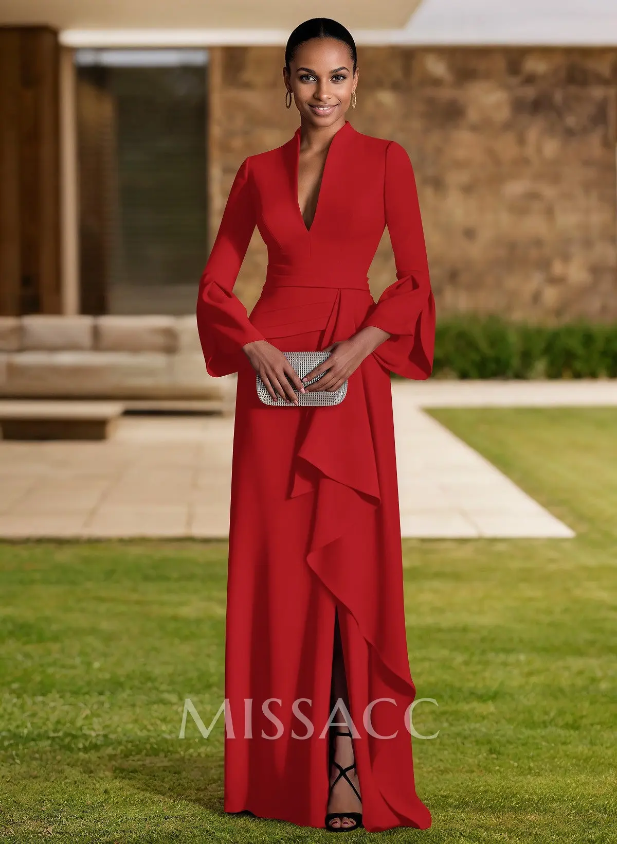 Sheath/Column V-Neck Long Sleeves Mother Of The Bride Dresses