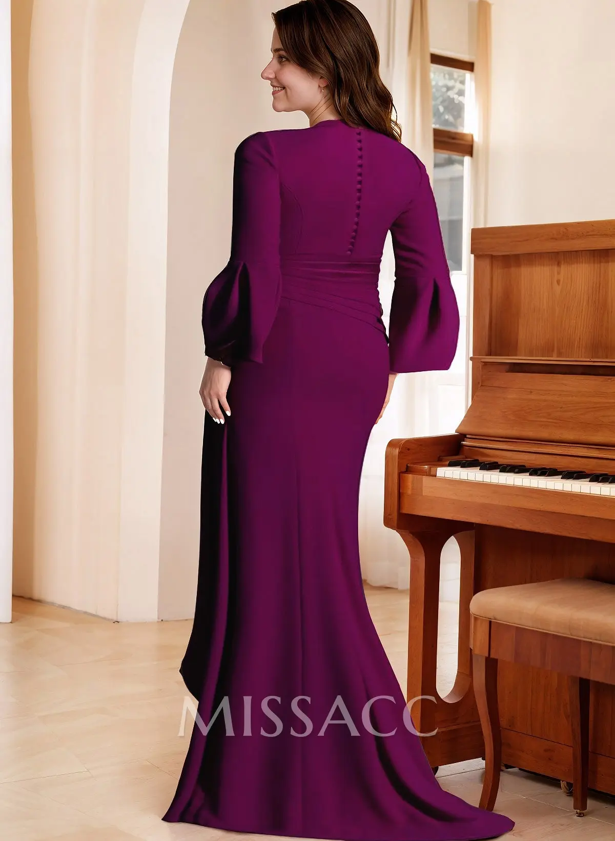 Sheath/Column V-Neck Long Sleeves Mother Of The Bride Dresses