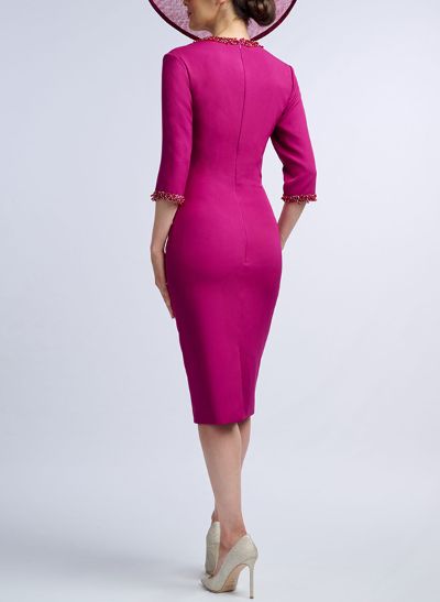 Column Square Neckline 1/2 Sleeves Jersey Mother Of The Bride Dresses