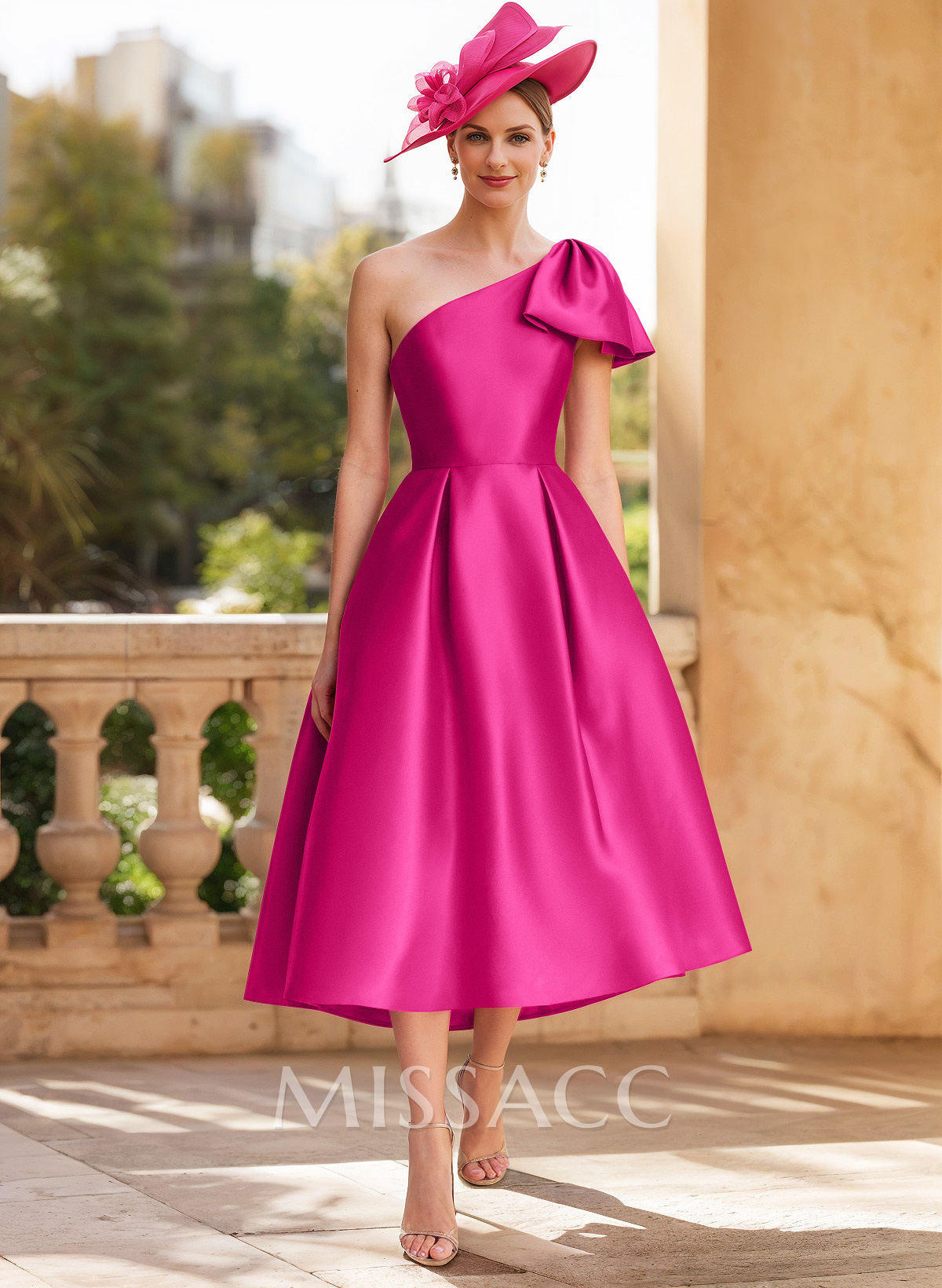A-Line One-Shoulder Sleeveless Satin Mother Of The Bride Dresses With Bow(s) A-Line One-Shoulder Sleeveless Satin Mother Of The Bride Dresses With Bow(s)