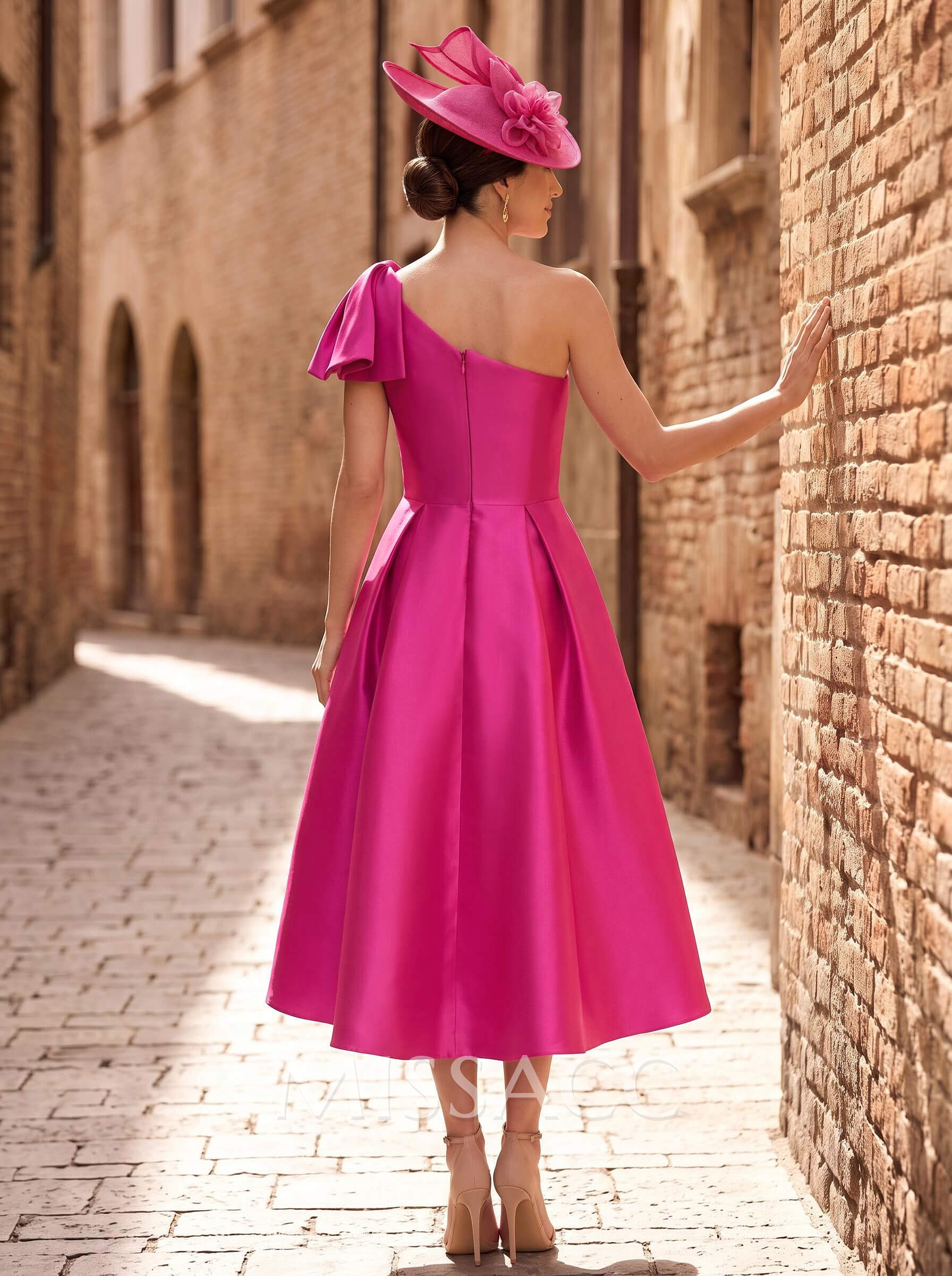 A-Line One-Shoulder Sleeveless Satin Mother Of The Bride Dresses With Bow(s) A-Line One-Shoulder Sleeveless Satin Mother Of The Bride Dresses With Bow(s)