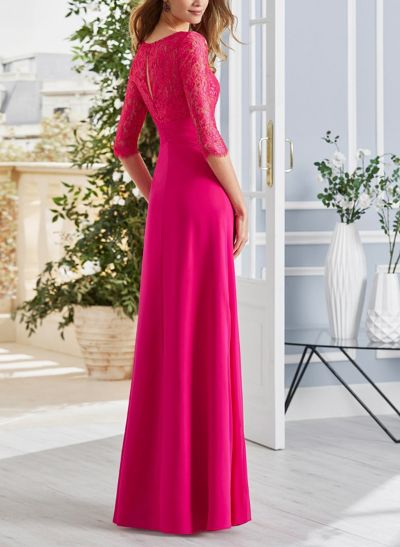 A-Line V-Neck 1/2 Sleeves Lace/Satin Mother Of The Bride Dresses