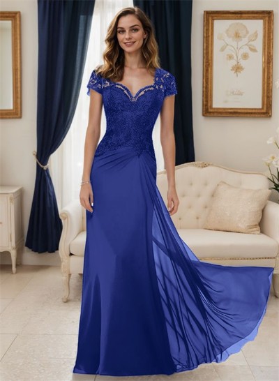 Sheath/Column Sweetheart Chiffon/Lace Mother Of The Bride Dresses