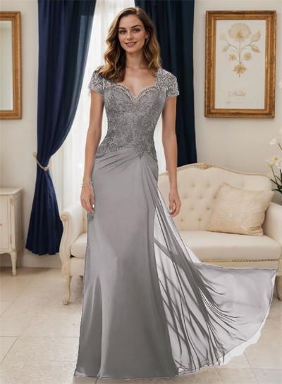 Sheath/Column Sweetheart Chiffon/Lace Mother Of The Bride Dresses
