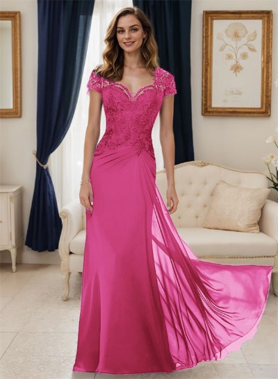 Sheath/Column Sweetheart Chiffon/Lace Mother Of The Bride Dresses