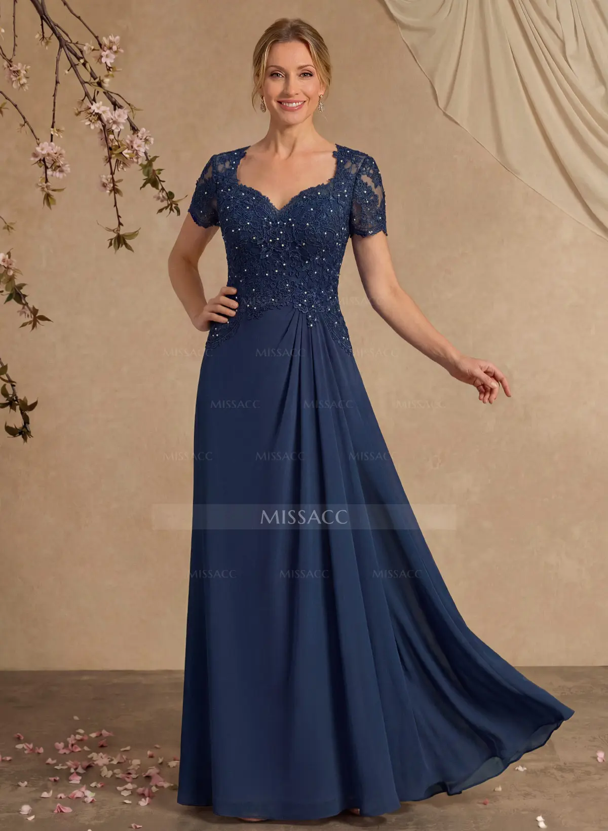 Sheath/Column Sweetheart Chiffon/Lace Mother Of The Bride Dresses - Missacc