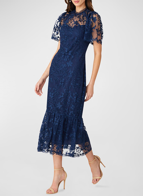 Sheath/Column Illusion Neck Sleeveless Lace Mother Of The Bride Dresses