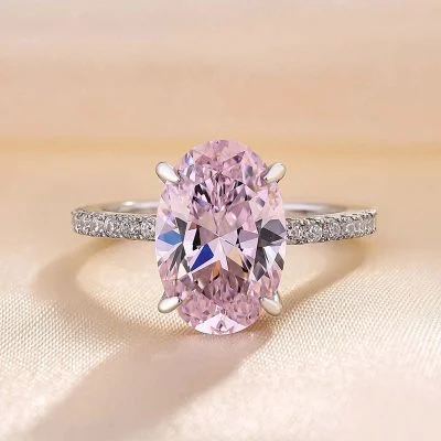3.5 Carat Oval Cut Pink Stone Engagement Ring