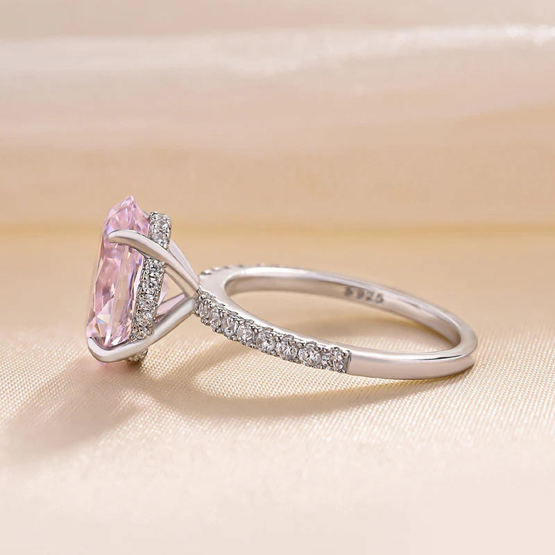 3.5 Carat Oval Cut Pink Stone Engagement Ring