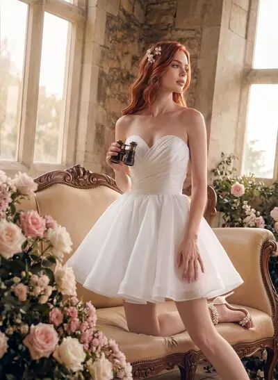 Sweet Ball-Gown Sweetheart Short/Mini Organza Wedding Dresses