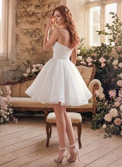Sweet Ball-Gown Sweetheart Short/Mini Organza Wedding Dresses