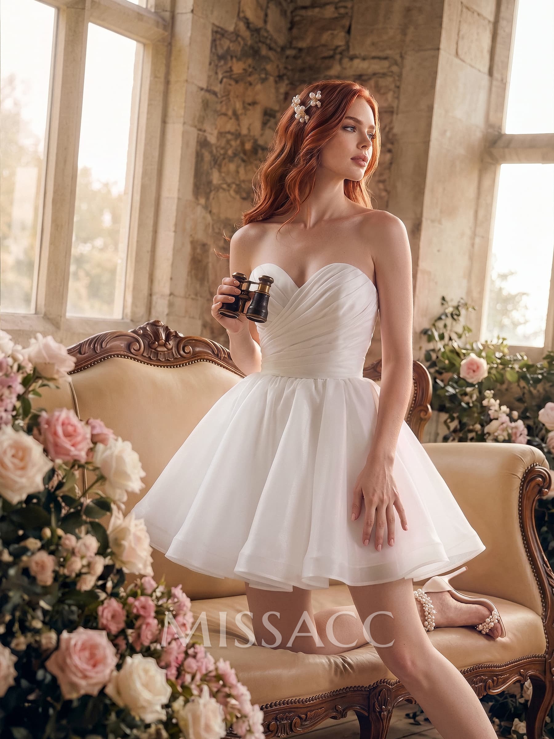 Sweet Ball-Gown Sweetheart Short/Mini Organza Wedding Dresses