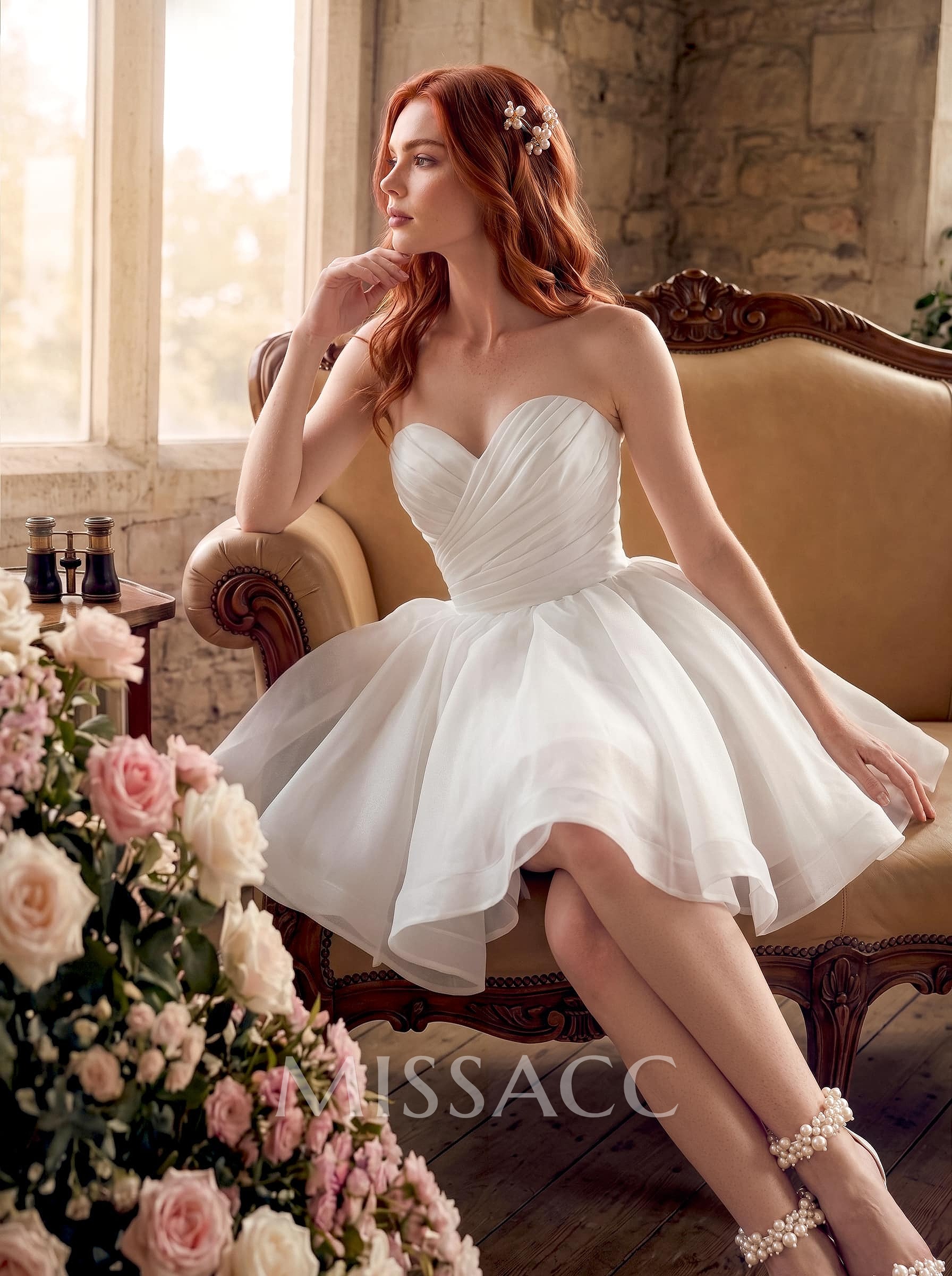 Sweet Ball-Gown Sweetheart Short/Mini Organza Wedding Dresses