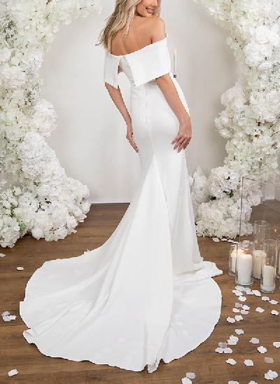 Elegant Trumpet/Mermaid Off-The-Shoulder Elastic Satin Wedding Dresses