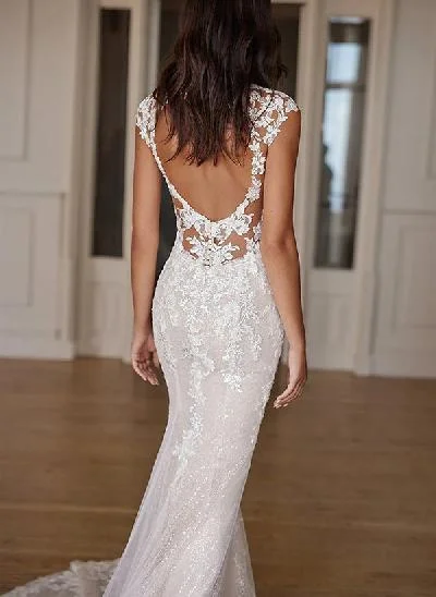 Mermaid Sweetheart Sleeveless Sweep Train Lace/Tulle Wedding Dresses