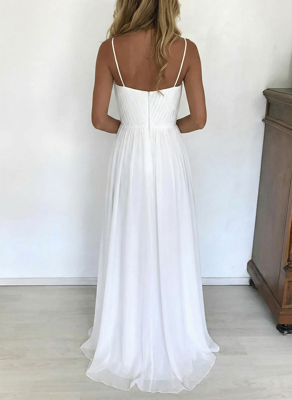 Beach A-Line Sweetheart Lace Chiffon Wedding Dresses