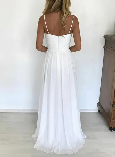 Beach A-Line Sweetheart Lace Chiffon Wedding Dresses