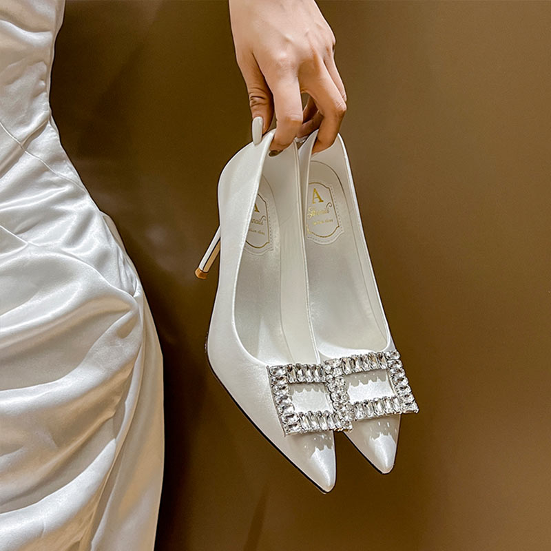 High Heel Point Toe Wedding/Party Shoes With Rhinestone