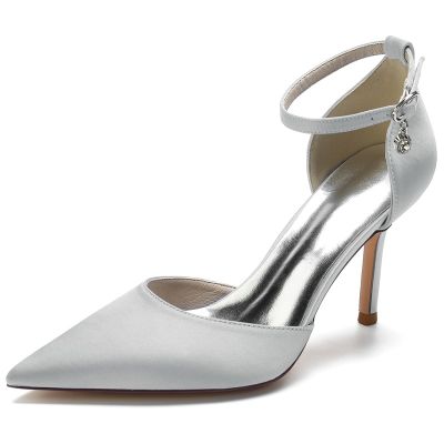 Pointed Toe Stiletto High HeelsAnkle Strap Wedding Shoes For Bride