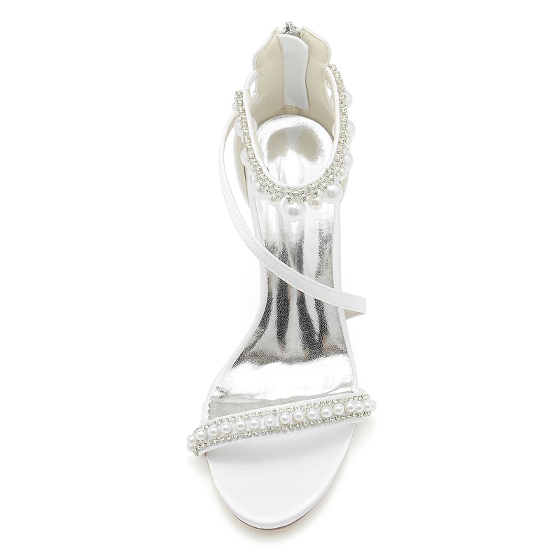 Open Toe Ankle Strap Women's Wedding Shoes With Rhinestone Tassel