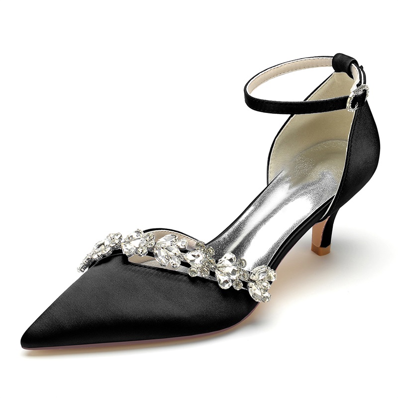 Women's Lace Closed Toe Rhinestone Flat Heel Evening Shoes