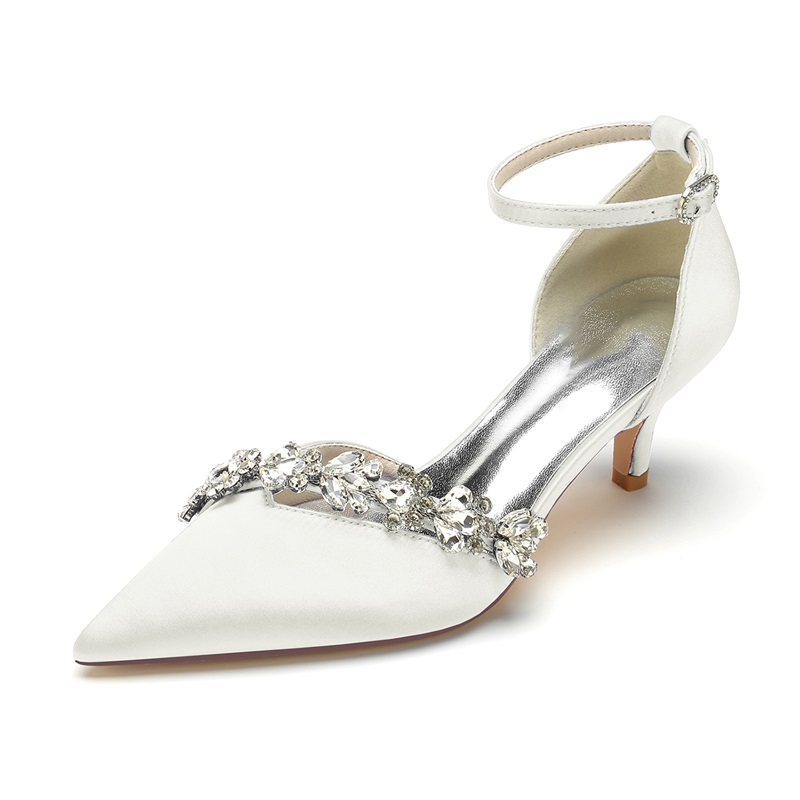 Women's Wedding Shoes Crossed Rhinestone High Heel Open Toe Bridal Shoes