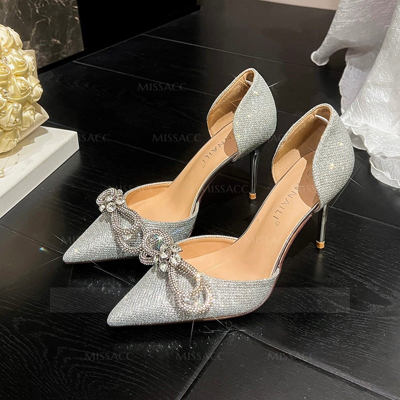 Stiletto Heel Mesh Wedding Shoes With Double Bow