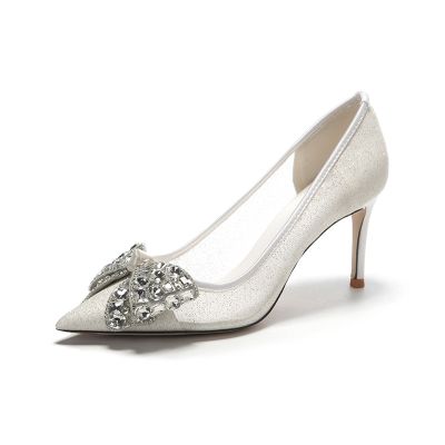 Pointed Stiletto Heel Wedding Shoes With Rhinestone