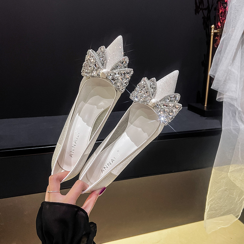 Pointed Stiletto Heel Wedding Shoes With Rhinestone