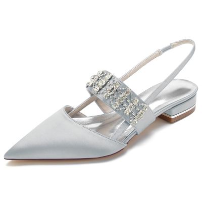 Low Heel Point Toe Ankle Strap Wedding Shoes For Women