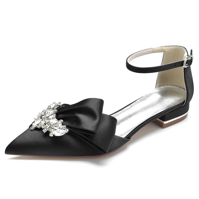 Women's Low Heel Closed Toe Wedding Shoes With Rhinestone/Bowknot