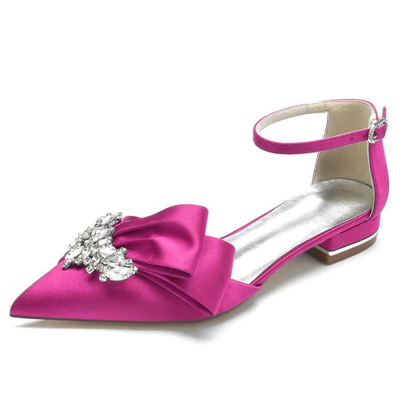 Women's Low Heel Closed Toe Wedding Shoes With Rhinestone/Bowknot