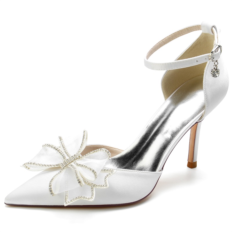 Silk Like Satin Stiletto Heel Wedding Shoes With Bowknot