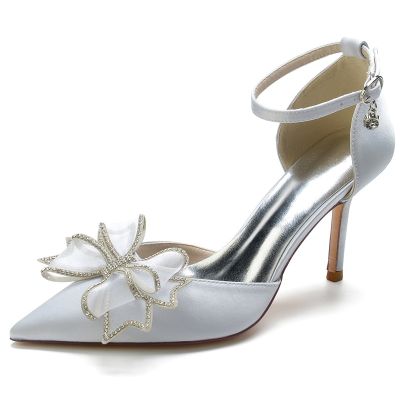 Silk Like Satin Stiletto Heel Wedding Shoes With Bowknot