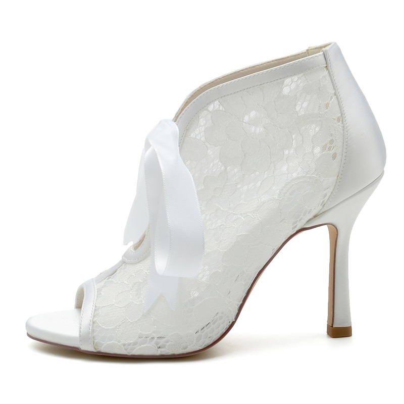 Peep Toe Stiletto Heel Lace Wedding Shoes For Women