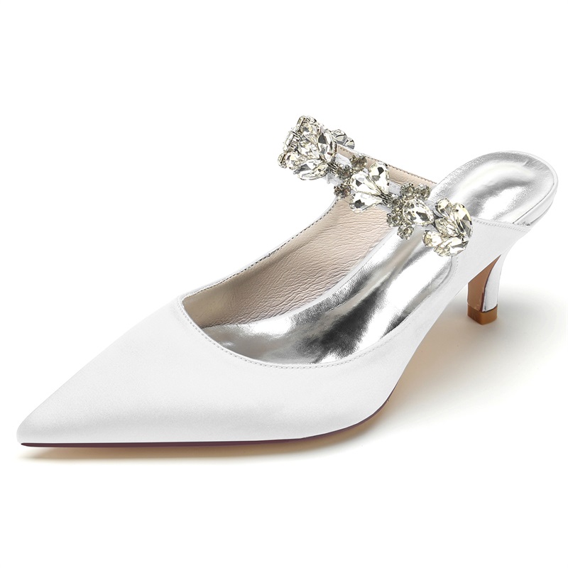 Slingback Heel Point Toe Wedding Shoes With Rhinestone
