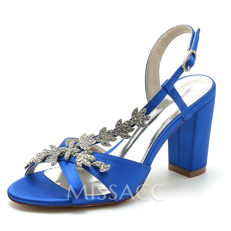 Slingback Open Toe Heel Wedding Shoes With Rhinestone