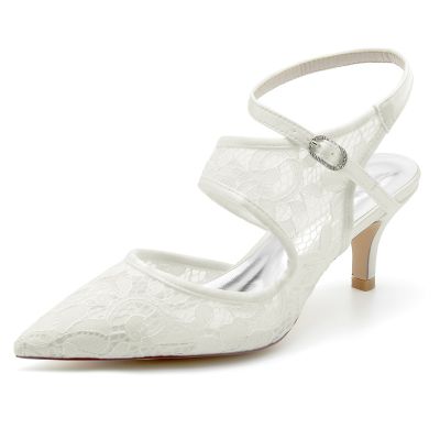 Slingback Heel Point Toe Lace Wedding/Party Shoes