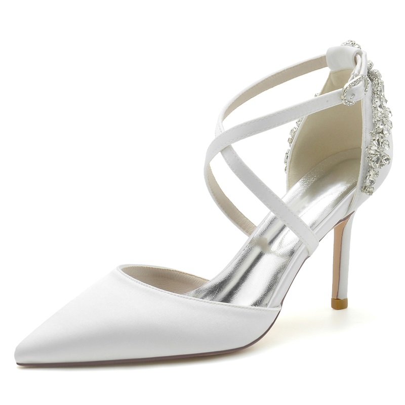 Spitz Zehen Stiletto Absatz Hochzeitsschuhe Mit Strass