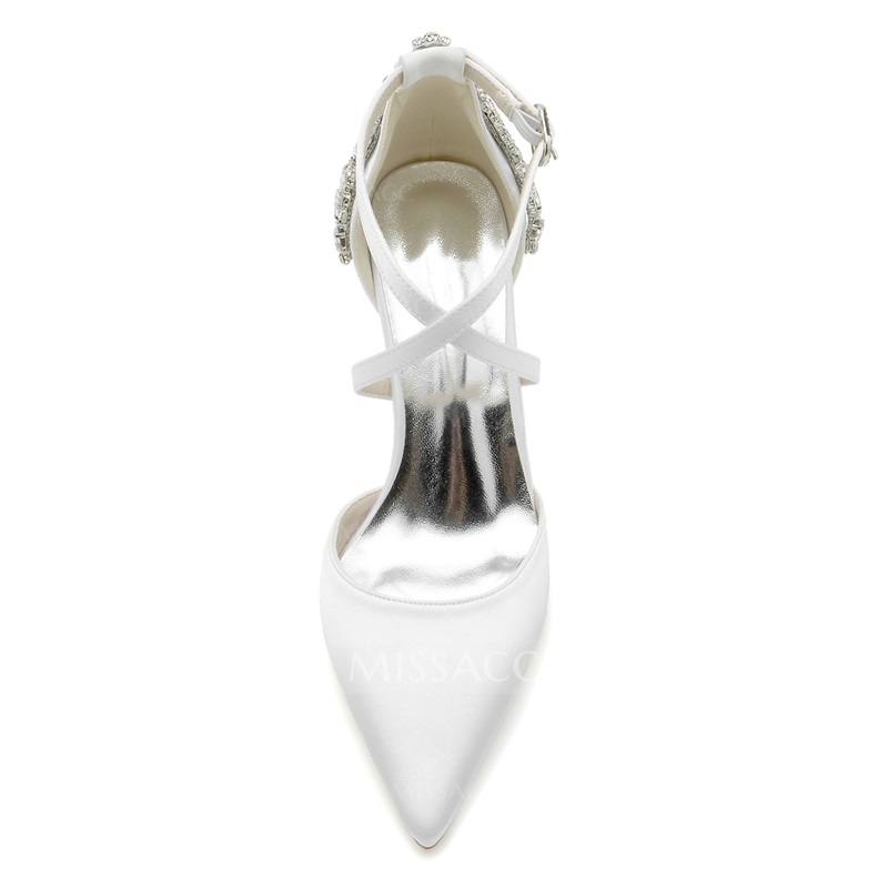 Point Toe Stiletto Heel Wedding Shoes With Rhinestone