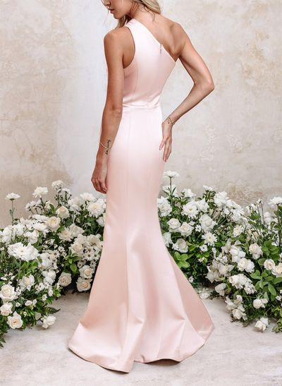 Trumpet/Mermaid One-Shoulder Satin Bridesmaid Dresses