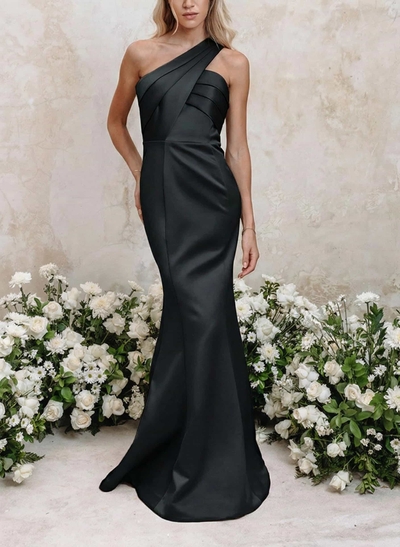 Trumpet/Mermaid One-Shoulder Satin Bridesmaid Dresses