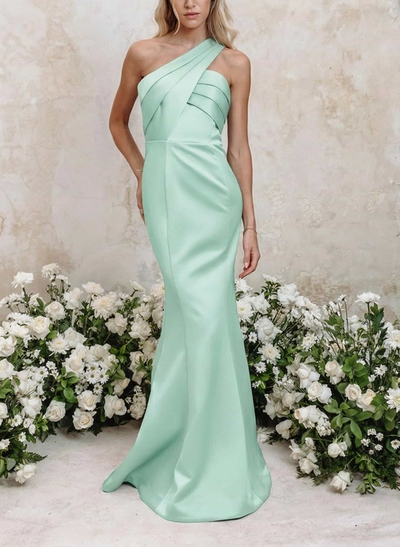 Trumpet/Mermaid One-Shoulder Satin Bridesmaid Dresses