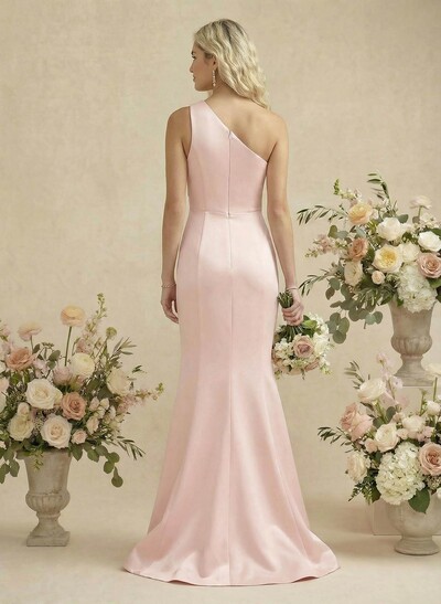 Trumpet/Mermaid One-Shoulder Satin Bridesmaid Dresses