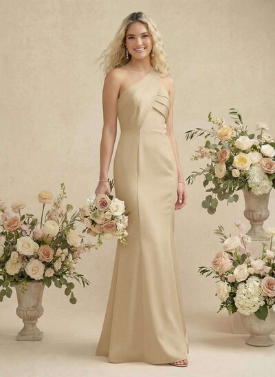 Trumpet/Mermaid One-Shoulder Satin Bridesmaid Dresses