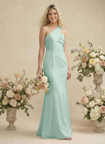 Trumpet/Mermaid One-Shoulder Satin Bridesmaid Dresses