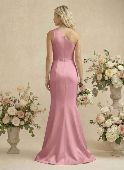Trumpet/Mermaid One-Shoulder Satin Bridesmaid Dresses