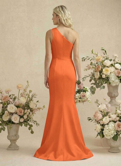 Trumpet/Mermaid One-Shoulder Satin Bridesmaid Dresses