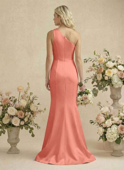 Trumpet/Mermaid One-Shoulder Satin Bridesmaid Dresses