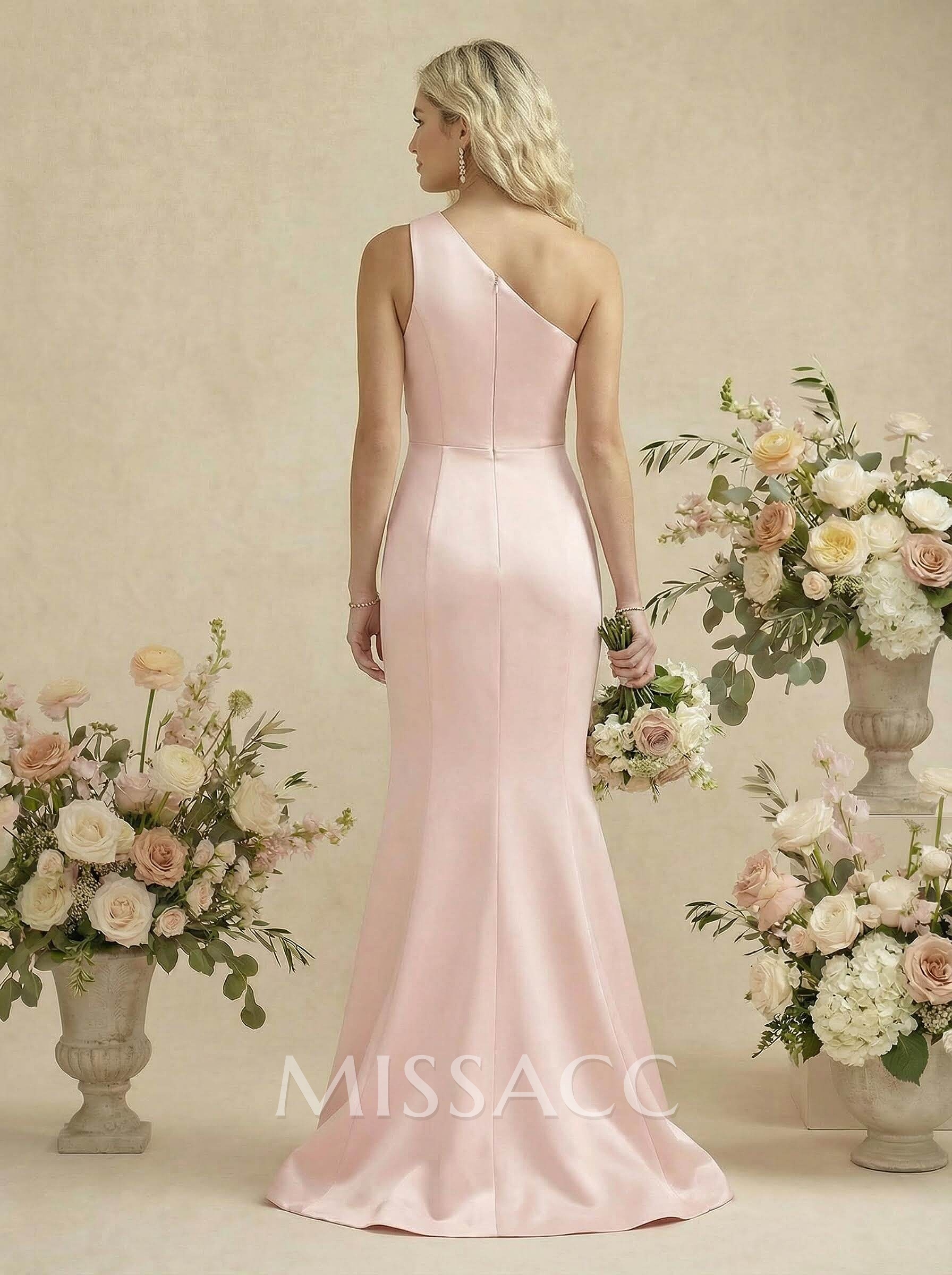 Trumpet/Mermaid One-Shoulder Satin Bridesmaid Dresses Trumpet/Mermaid One-Shoulder Satin Bridesmaid Dresses